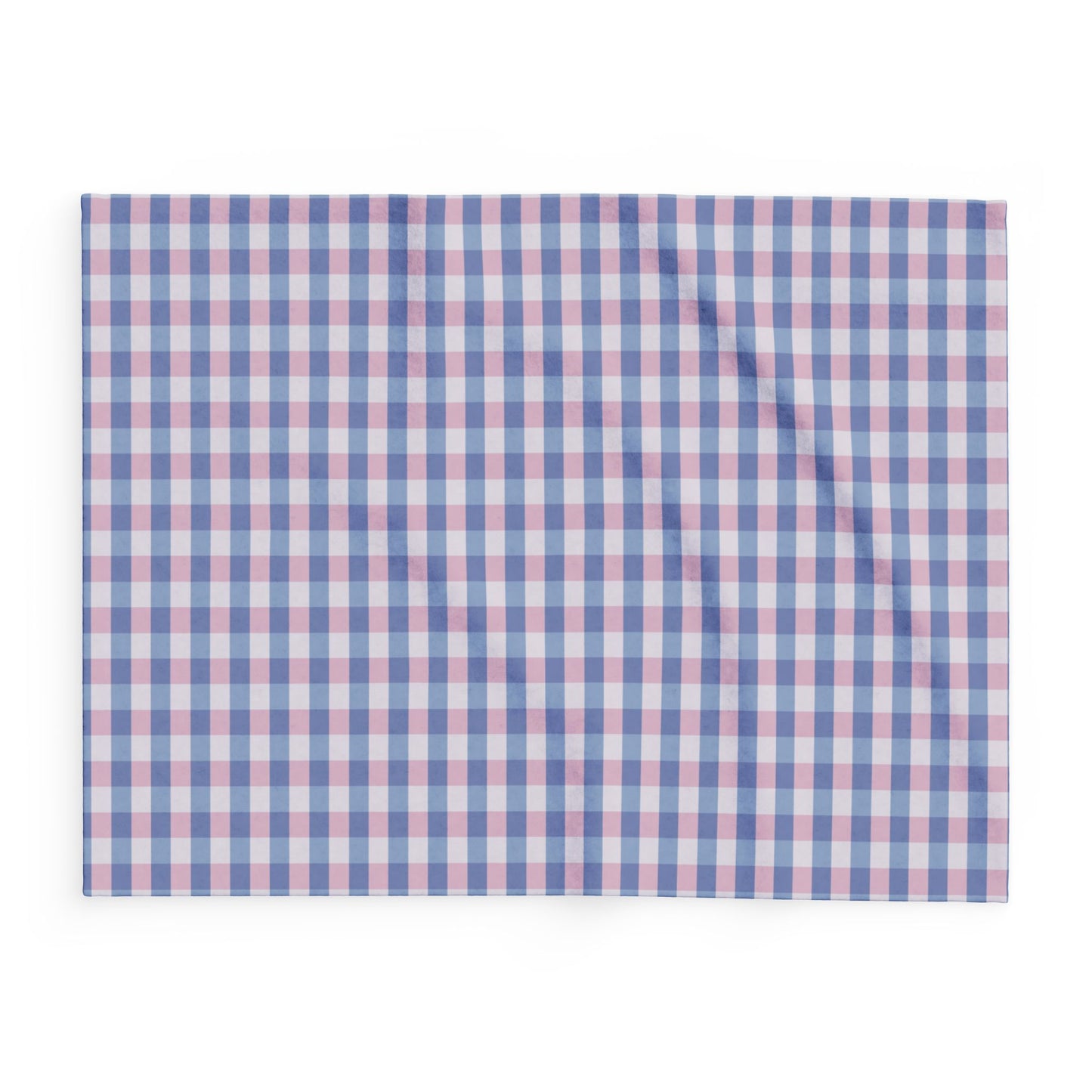 Plaid Arctic Fleece Blanket — Cozy Blue & Pink Gingham Throw