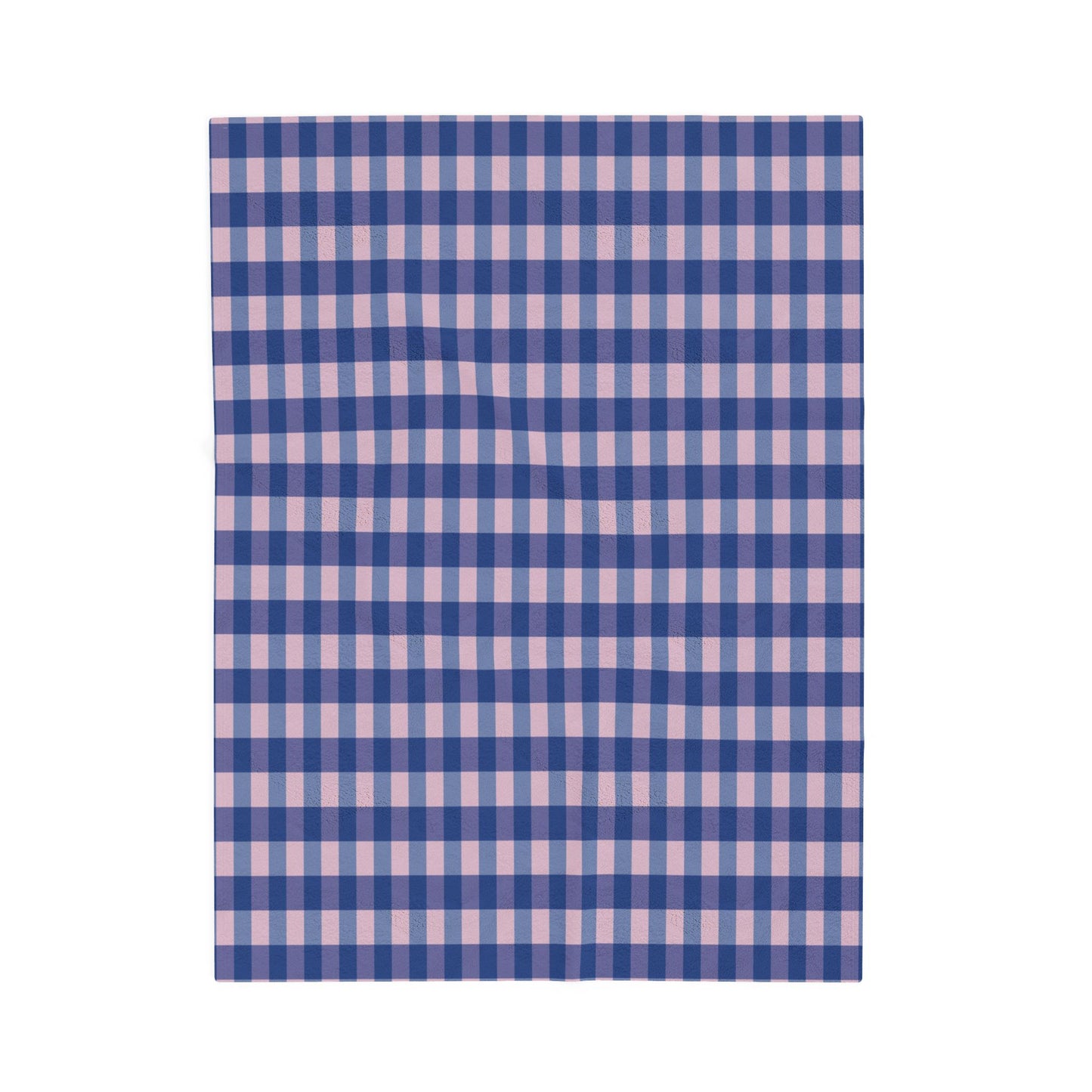 Blue & Pink Gingham Velveteen Plush Blanket