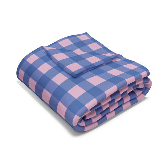 Arctic Fleece Blanket — Blue & Pink Gingham Plaid Throw