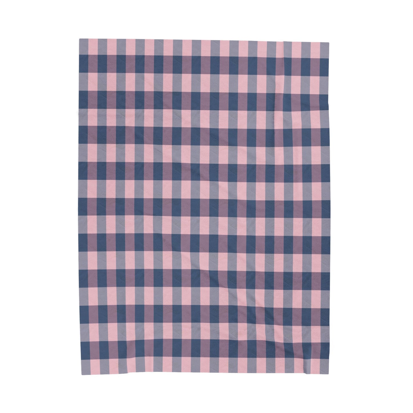 Plaid Velveteen Plush Blanket — Pink & Navy Cozy Throw
