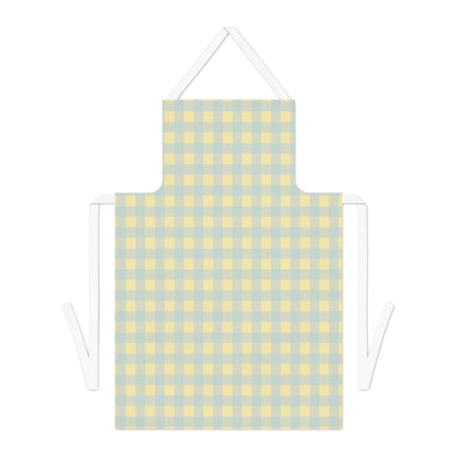 Gingham Check Apron — Pastel Yellow & Sage Kitchen Apron
