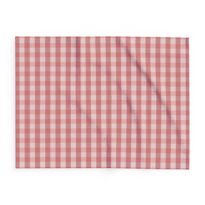 Cozy Red Gingham Fleece Blanket — Soft Plaid Throw for Living Room & Cabin