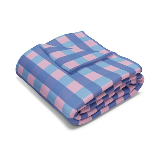 Plush Gingham Fleece Blanket — Pink & Blue Check Cozy Throw