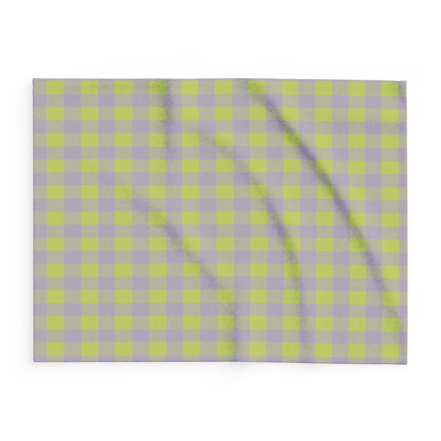 Yellow Lilac Gingham Arctic Fleece Blanket | Plaid Throw, Cozy Home Decor