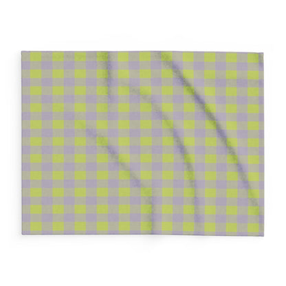 Yellow Lilac Gingham Arctic Fleece Blanket | Plaid Throw, Cozy Home Decor