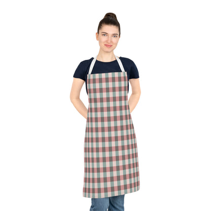 Plaid Kitchen Apron – Rustic Pink & Teal Checkered Cooking Apron