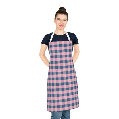 Pink Navy Buffalo Check Apron — Plaid Kitchen Apron for Bakers & Cooks