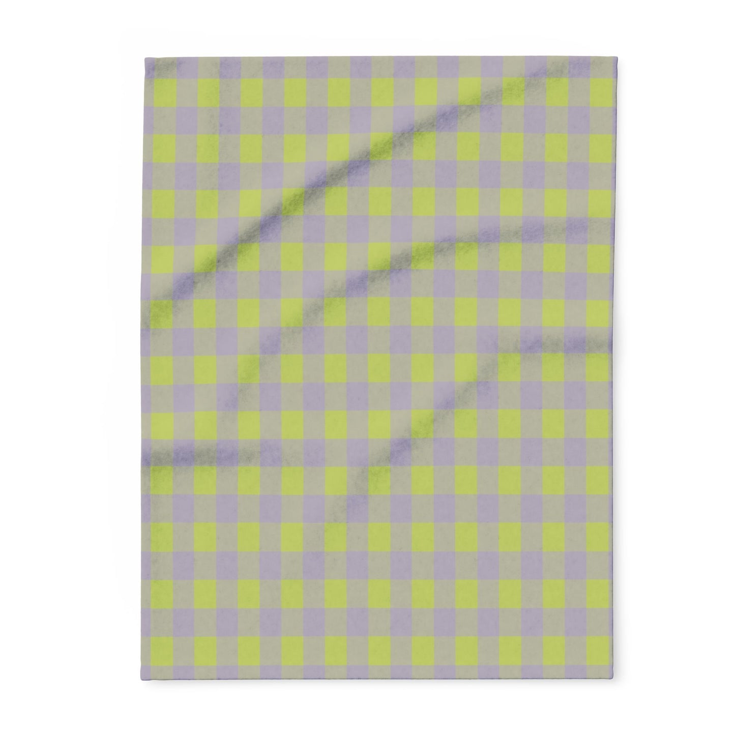 Yellow Lilac Gingham Arctic Fleece Blanket | Plaid Throw, Cozy Home Decor