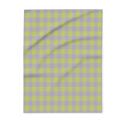 Yellow Lilac Gingham Arctic Fleece Blanket | Plaid Throw, Cozy Home Decor