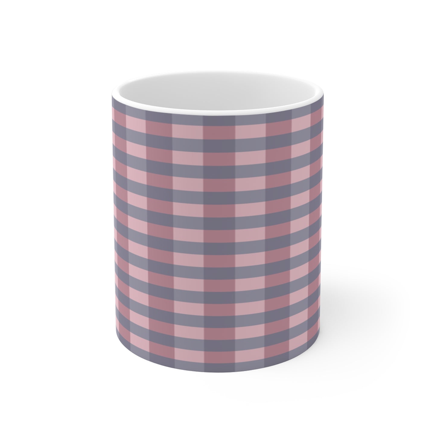 Plaid Pink Mug – Pink & Gray Buffalo Check Coffee Cup, Cozy Kitchen Gift
