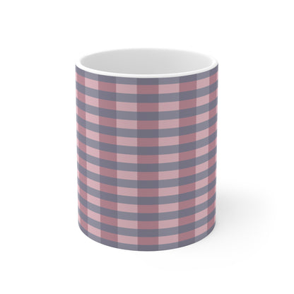 Plaid Pink Mug – Pink & Gray Buffalo Check Coffee Cup, Cozy Kitchen Gift