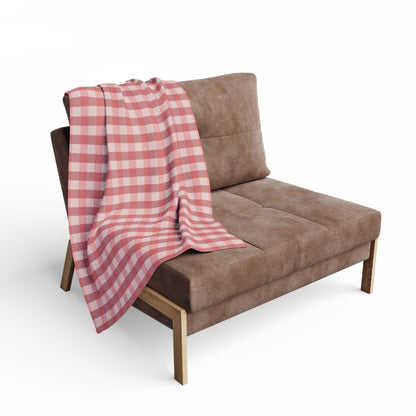Cozy Red Gingham Fleece Blanket — Soft Plaid Throw for Living Room & Cabin