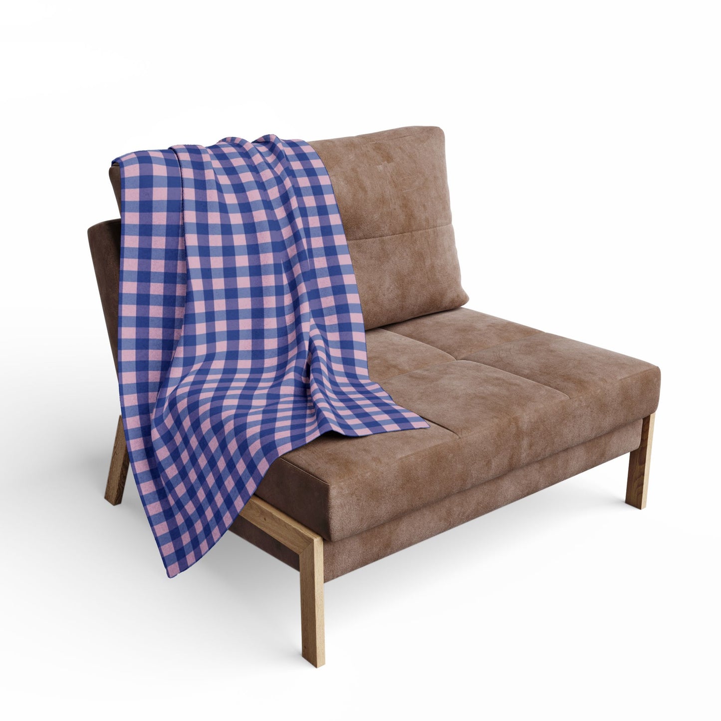 Plaid Fleece Blanket — Blue & Pink Check Cozy Throw