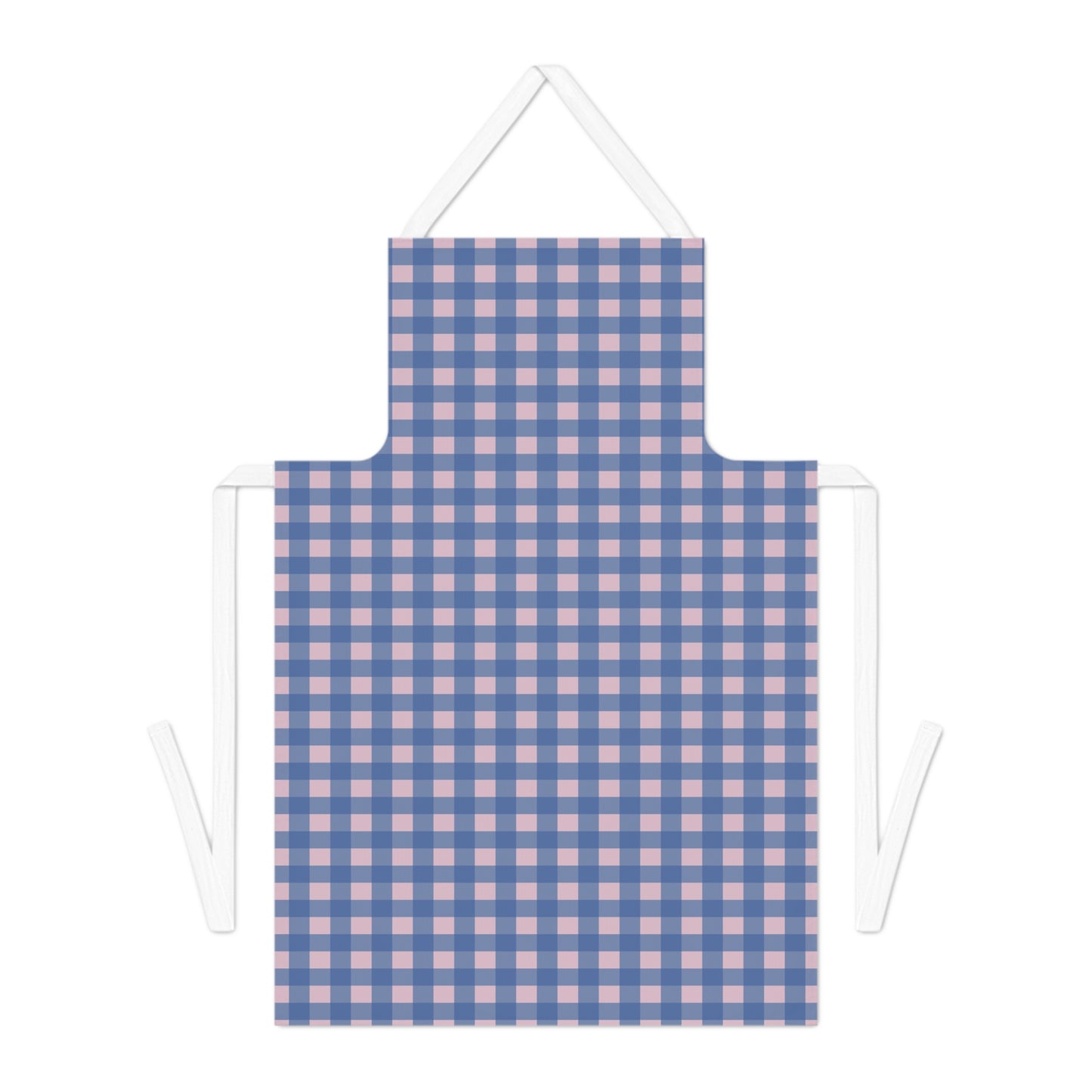 Blue & Pink Gingham Apron — Cozy Checkered Kitchen Apron for Cooking & Baking