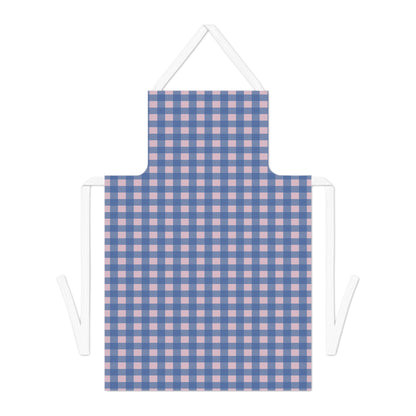 Blue & Pink Gingham Apron — Cozy Checkered Kitchen Apron for Cooking & Baking