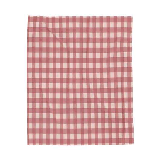 Plush Blanket — Pink Gingham Velveteen Throw
