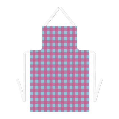 Gingham Check Apron — Pink & Blue Plaid Kitchen Apron