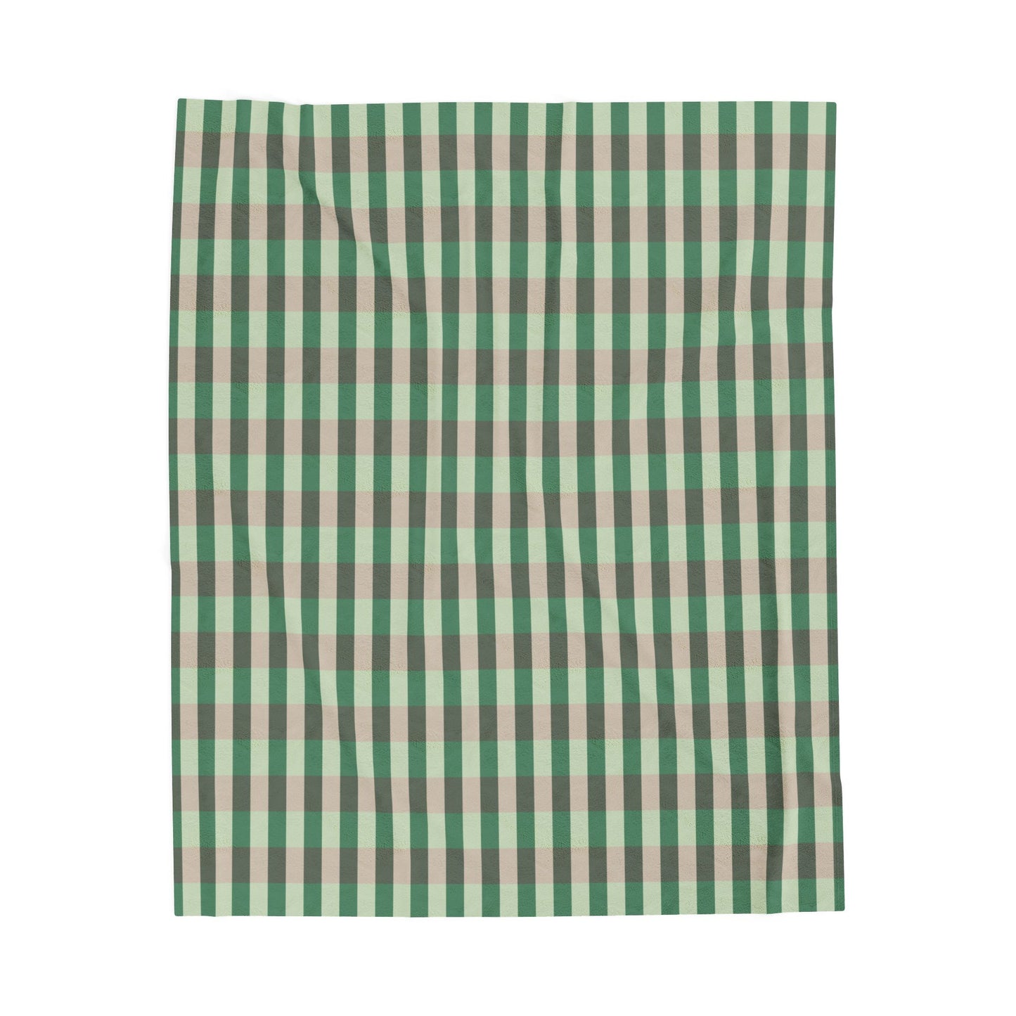 Green Plaid Velveteen Plush Blanket — Soft Cozy Throw for Living Room & Cabin