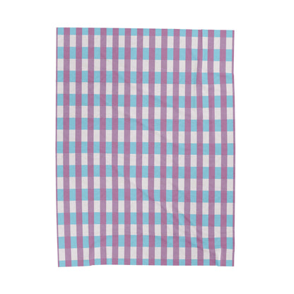 Plaid Velveteen Plush Blanket – Soft Pastel Check Throw for Cozy Home, Nursery & Gift