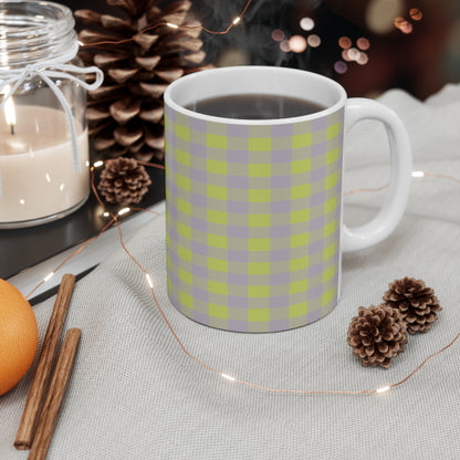 Green and Gray Buffalo Check Mug | Plaid Coffee Cup