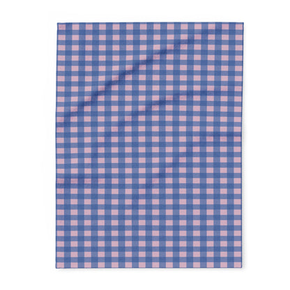 Arctic Fleece Blanket — Blue & Pink Gingham Plaid Throw