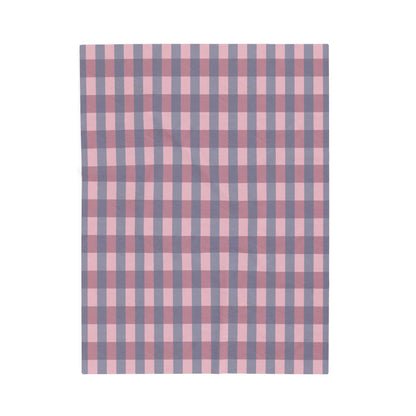 Plush Blanket - Pink & Gray Buffalo Check Velveteen Throw