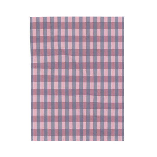 Plush Blanket - Pink & Gray Buffalo Check Velveteen Throw
