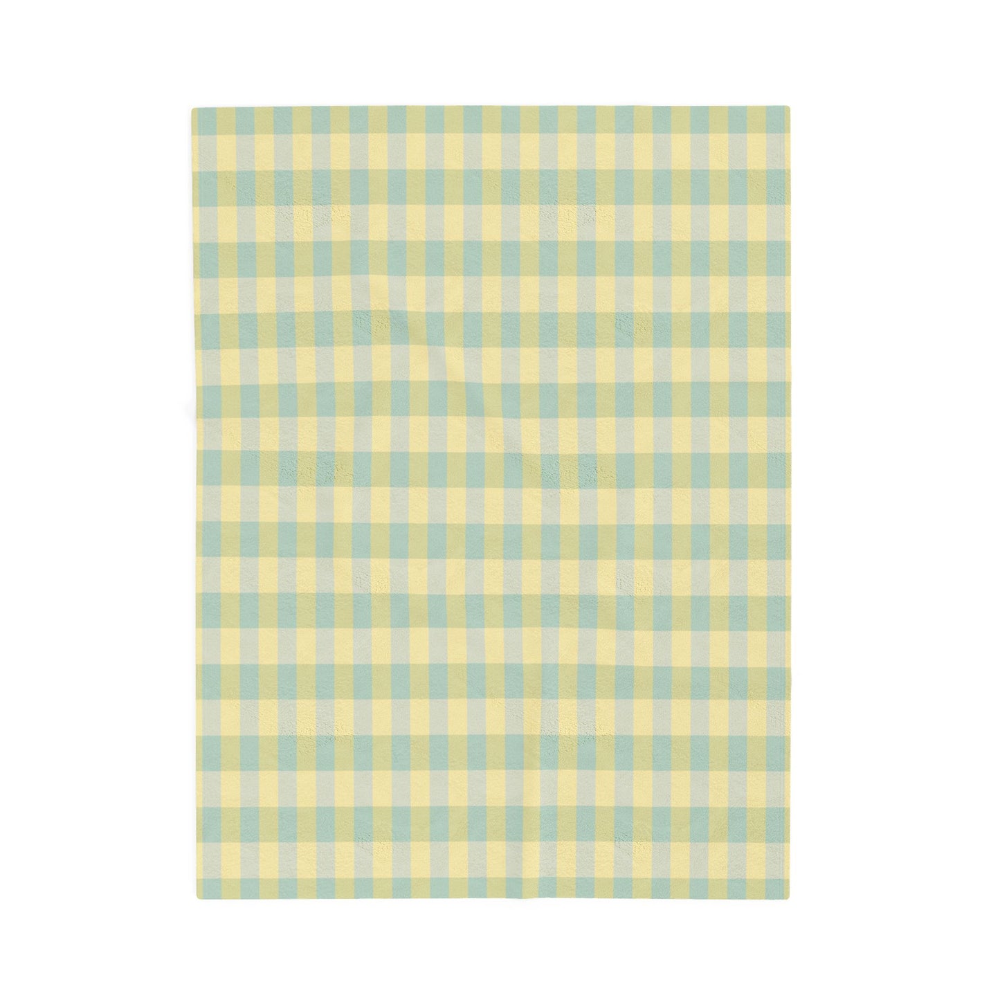 Plaid Velveteen Plush Blanket - Pastel Yellow & Mint Cozy Throw