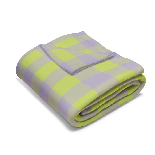 Yellow Lilac Gingham Arctic Fleece Blanket | Plaid Throw, Cozy Home Decor