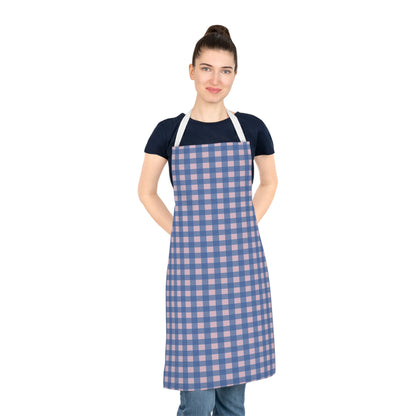 Blue & Pink Gingham Apron — Cozy Checkered Kitchen Apron for Cooking & Baking