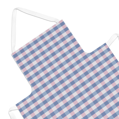 Gingham Check Apron – Pastel Blue & Pink Plaid Kitchen Apron