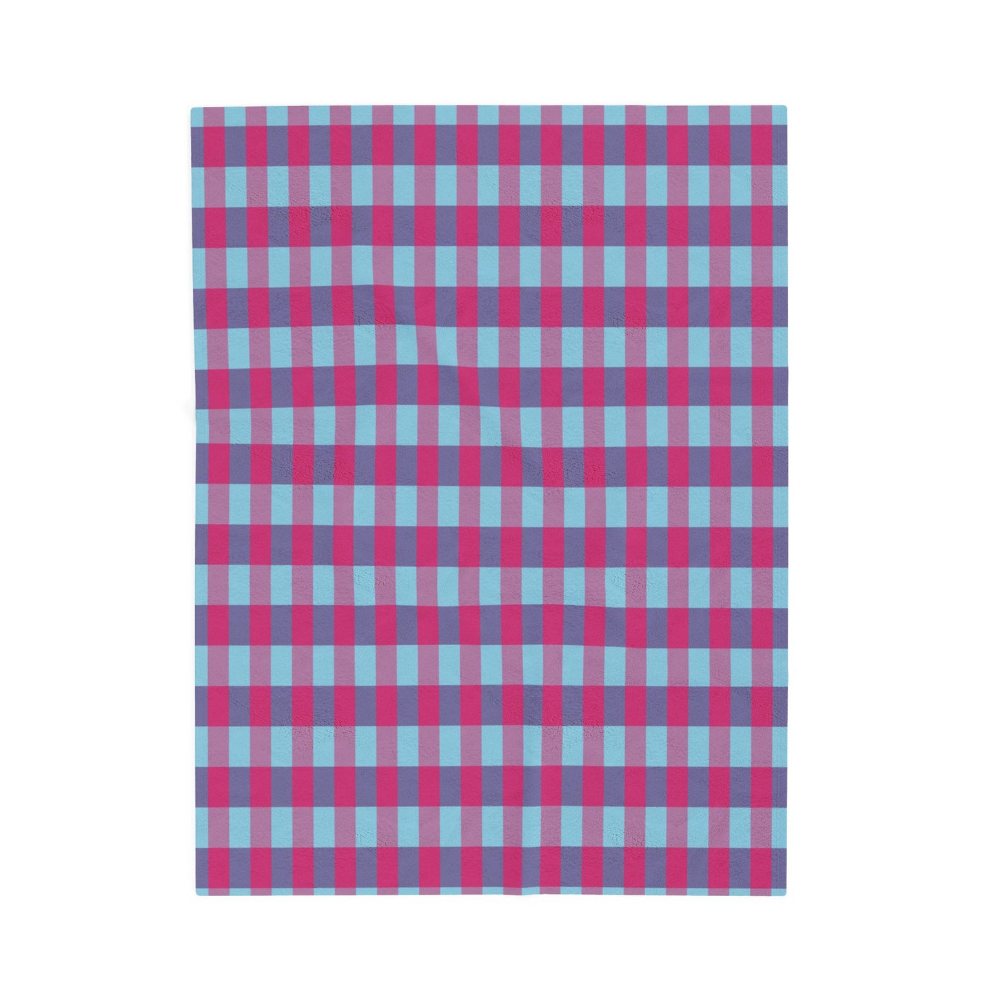 Pink & Teal Plaid Velveteen Plush Blanket – Soft Cozy Throw for Home, Dorm & Gifts