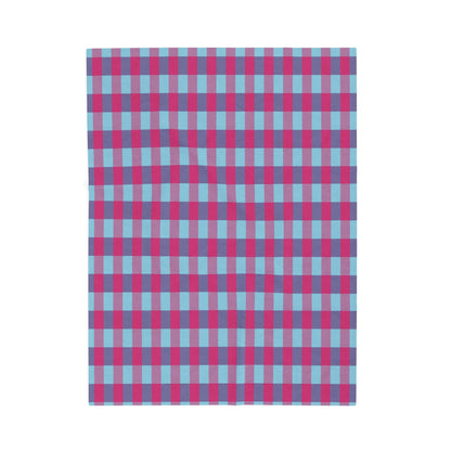 Pink & Teal Plaid Velveteen Plush Blanket – Soft Cozy Throw for Home, Dorm & Gifts